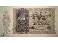 Банкнота Германия 5000 (пять тысяч) марок 1922 год. Pick 78. VF