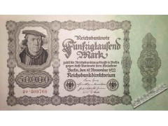 Банкнота Германия 50000 (пятьдесят тысяч) марок 1922 год. Pick 79.2. UNC