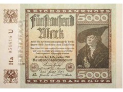 Банкнота Германия 5000 (пять тысяч) марок 1922 год. Pick 81a. UNC