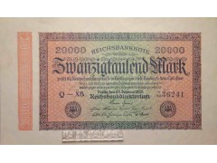 Банкнота Германия 20000 (двадцать тысяч) марок 1923 год. Pick 85a. UNC