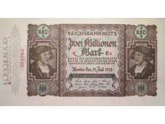 Банкнота Германия 2000000 (два миллиона) марок 1923 год. Pick 89a. UNC
