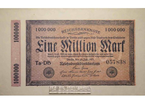 Банкнота Германия 1000000 (миллион) марок 1923 год. Pick 93. UNC