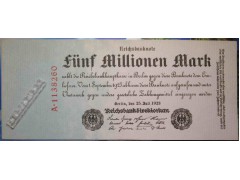 Банкнота Германия 5000000 (пять миллионов) марок 1923 год. Pick 95. UNC