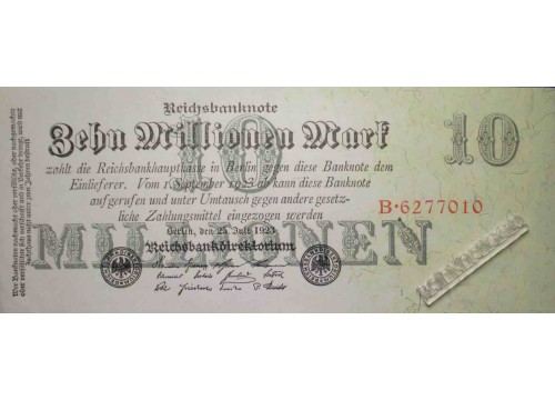 Банкнота Германия 10000000 (десять миллионов) марок 1923 год. Pick 96. UNC