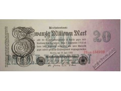 Банкнота Германия 20000000 (двадцать миллионов) марок 1923 год. Pick 97b. UNC