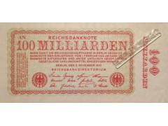 Банкнота Германия 100000000000 (сто миллиардов) марок 1923 год. Pick 133.1. XF