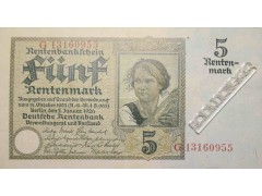 Банкнота Германия 5 (пять) марок 1926 год. Pick 169.2. AUNC