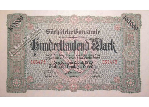 Банкнота Германия 100000 (сто тысяч) марок 1923 год. Pick S960. UNC