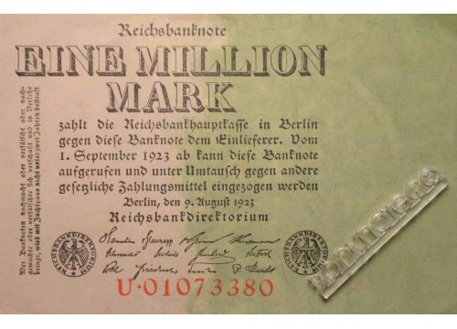 Банкнота Германия 1000000 (миллион) марок 1923 год. Pick 101. UNC