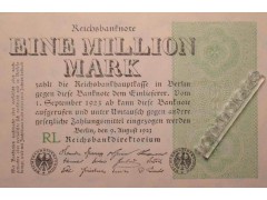 Банкнота Германия 1000000 (миллион) марок 1923 год. Pick 102a. UNC