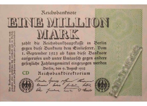 Банкнота Германия 1000000 (миллион) марок 1923 год. Pick 102b. UNC