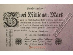 Банкнота Германия 2000000 (два миллиона) марок 1923 год. Pick 103.3. UNC
