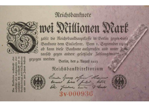 Банкнота Германия 2000000 (два миллиона) марок 1923 год. Pick 103.3. UNC