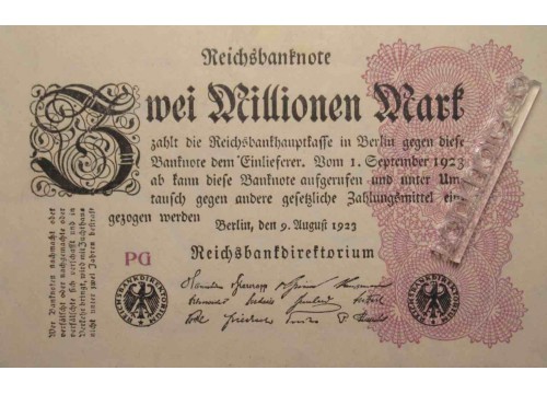 Банкнота Германия 2000000 (два миллиона) марок 1923 год. Pick 104a. UNC