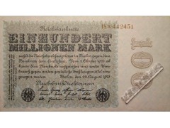 Банкнота Германия 100000000 (сто миллионов) марок 1923 год. Pick 107c2. UNC