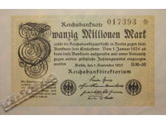 Банкнота Германия 20000000 (двадцать миллионов) марок 1923 год. Pick 108c. UNC