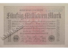 Банкнота Германия 50000000 (пятьдесят миллионов) марок 1923 год. Pick 109a. UNC