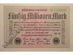 Банкнота Германия 50000000 (пятьдесят миллионов) марок 1923 год. Pick 109b. UNC