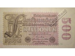 Банкнота Германия 500000000 (пятьсот миллионов) марок 1923 год. Pick 110d. UNC