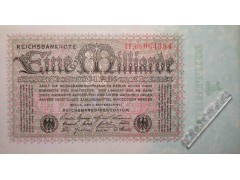 Банкнота Германия 1000000000 (один миллиард) марок 1923 год. Pick 114.2. UNC