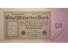 Банкнота Германия 5000000000 (пять миллиардов) марок 1923 год. Pick 115a. UNC