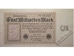 Банкнота Германия 5000000000 (пять миллиардов) марок 1923 год. Pick 115b. UNC