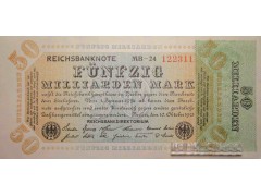 Банкнота Германия 50000000000 (пятьдесят миллиардов) марок 1923 год. Pick 120a. UNC