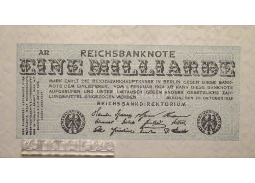 Банкнота Германия 1000000000 (один миллиард) марок 1923 год. Pick 122. VF