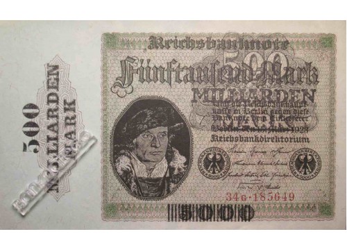 Банкнота Германия 500000000000 (пятьсот миллиардов) марок 1923 год. Pick 124a. UNC