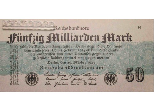 Банкнота Германия 50000000000 (пятьдесят миллиардов) марок 1923 год. Pick 125a. AUNC