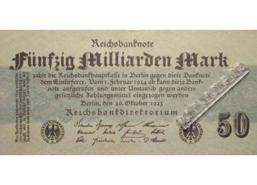 Банкнота Германия 50000000000 (пятьдесят миллиардов) марок 1923 год. Pick 125b. VF