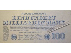 Банкнота Германия 100000000000 (сто миллиардов) марок 1923 год. Pick 126. VF