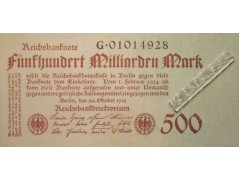Банкнота Германия 50000000000 (пятьсот миллиардов) марок 1923 год. Pick 127a. UNC