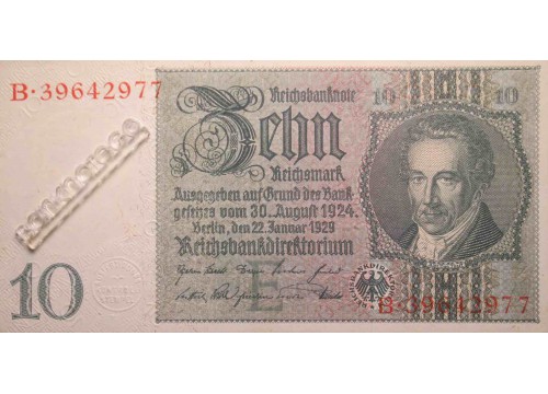 Банкнота Германия 10 (десять) марок 1929 год. Pick 180a2-1. UNC