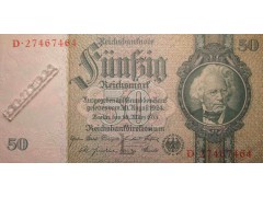 Банкнота Германия 50 (пятьдесят) марок 1933 год. Pick 182a3-1. UNC