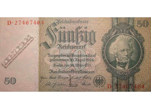 Банкнота Германия 50 (пятьдесят) марок 1933 год. Pick 182a3-1. UNC
