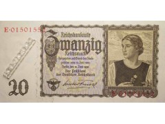 Банкнота Германия 20 (двадцать) марок 1939 год. Pick 185. UNC