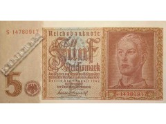 Банкнота Германия 5 (пять) марок 1942 год. Pick 186a2. UNC