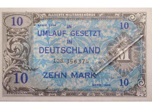 Банкнота Германия 10 (десять) марок 1944 год. Pick 194b. UNC