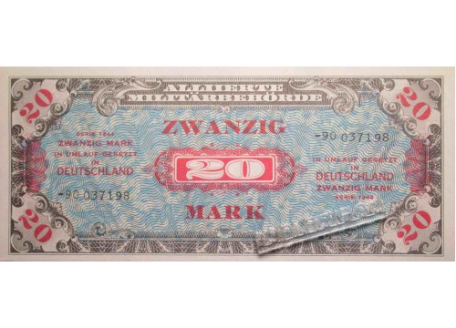 Банкнота Германия 20 (двадцать) марок 1944 год. Pick 195d. UNC
