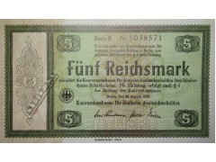 Банкнота Германия 5 (пять) рейхсмарок 1933 год. Pick 199S. UNC