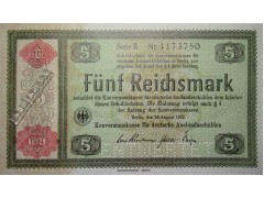 Банкнота Германия 5 (пять) рейхсмарок 1934 год. Pick 207S. UNC