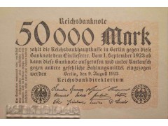 Банкнота Германия 50000 (пятьдесят тысяч) марок 1923 год. Pick 99. UNC