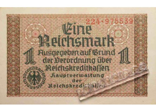 Банкнота Германия 1 (одна) марка 1940-45 год. Pick R136a. UNC