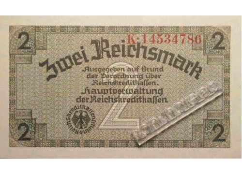 Банкнота Германия 2 (две) марки 1940-45 год. Pick R137b. UNC