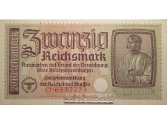 Банкнота Германия 20 (двадцать) марок 1940-45 год. Pick R139. UNC