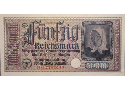 Банкнота Германия 50 (пятьдесят) марок 1940-45 год. Pick R140. VF