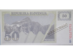 Банкнота Словения 50 (пятьдесят) толаров 1990 года. Pick 5. UNC