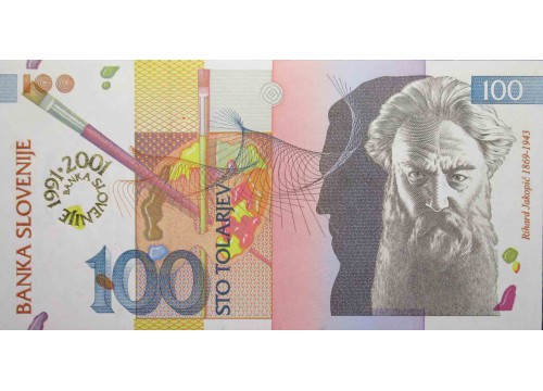 Банкнота Словения 100 (сто) толаров 1992, 2001 год. Pick 25. UNC