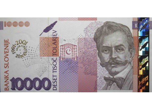 Банкнота Словения 10000 (десять тысяч) толаров 2000, 2001 год. Pick 27. UNC